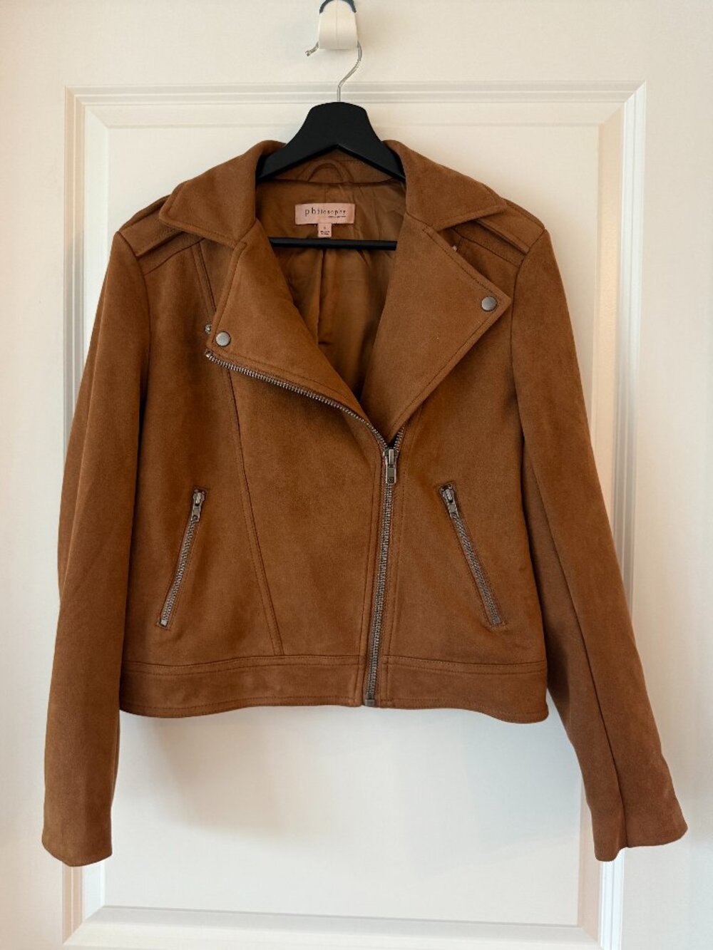 Philosophy Republic Clothing Faux Suede Leather Moto Jacket - Size Small